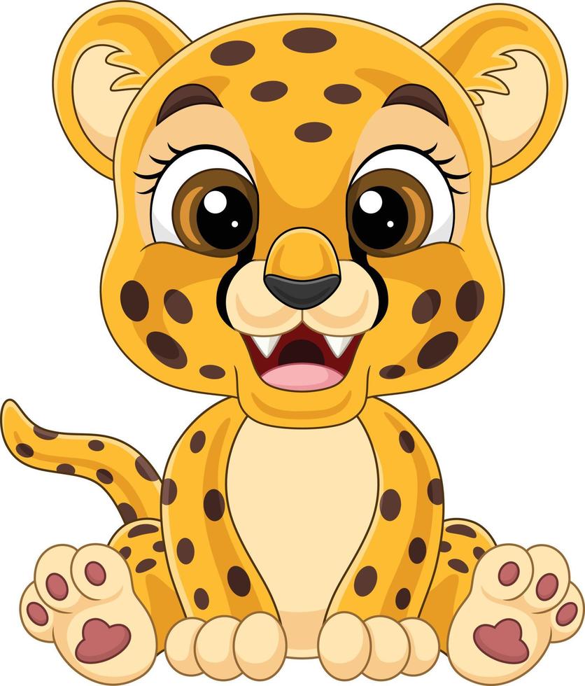 dibujos animados lindo bebé leopardo sentado vector