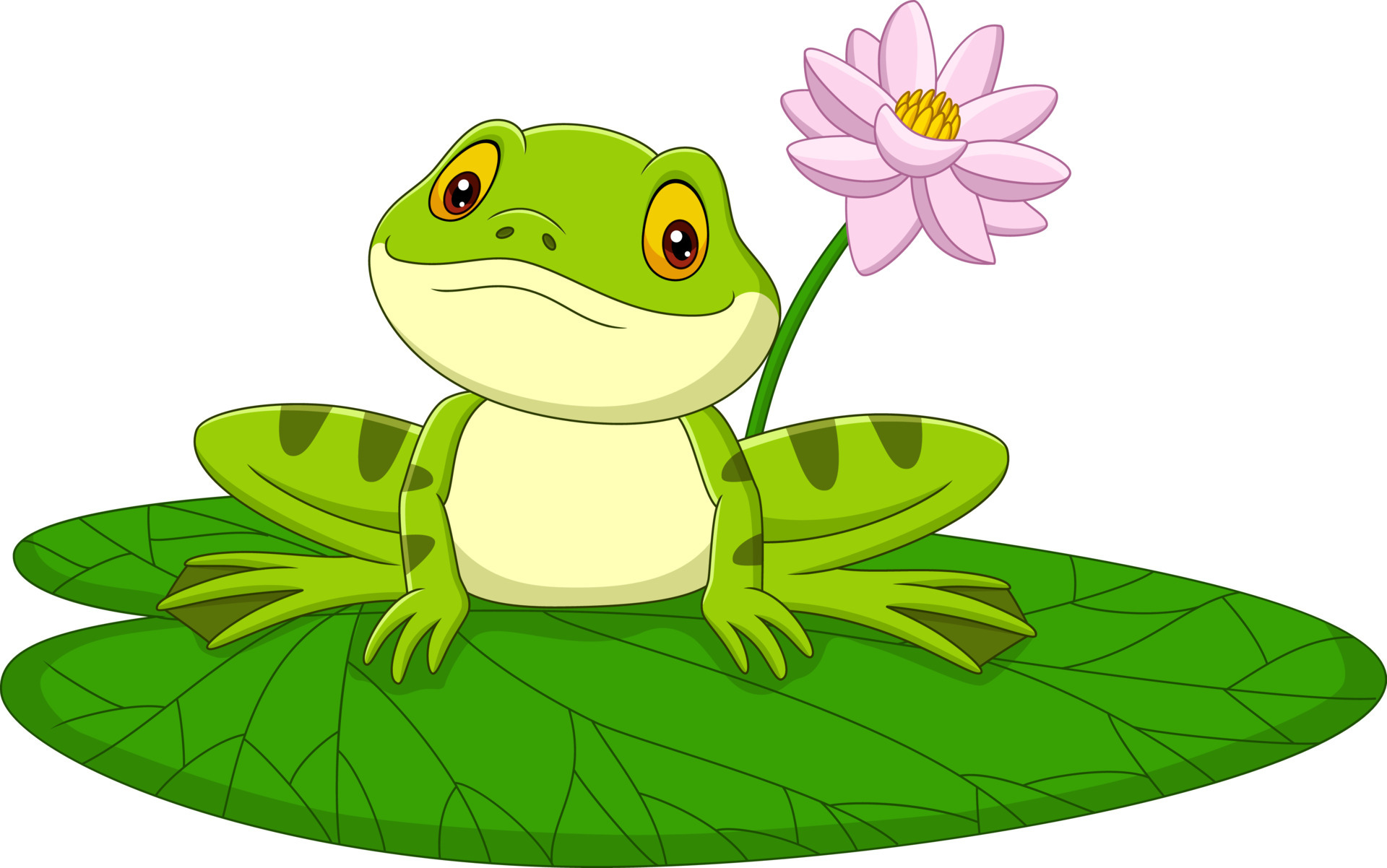Cartoon green frog sitting on a leaf 6605495 Vector Art at Vecteezy Cartoon green frog sitting on a leaf 6605495 Vector Art at Vecteezy