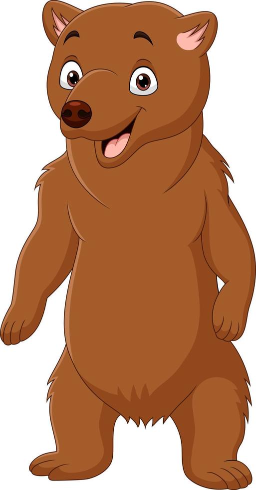 Cartoon happy brown bear standing vector