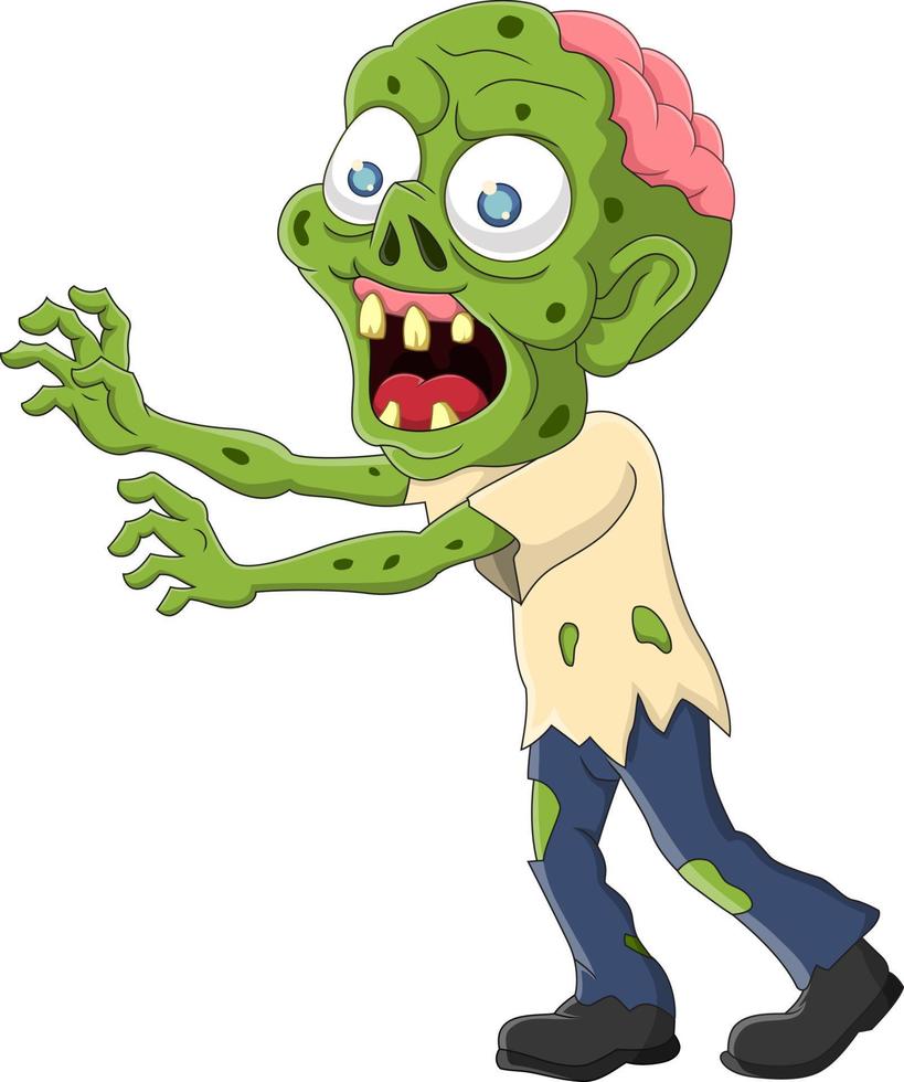 Cartoon zombie isolated on white background vector