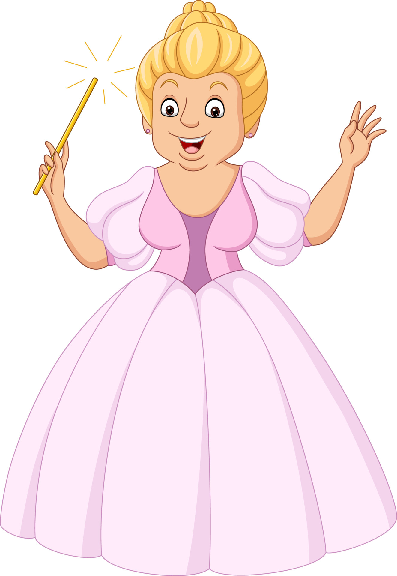 Cartoon princess in pink dress holding a magic wand 6605512 Vector Art at  Vecteezy