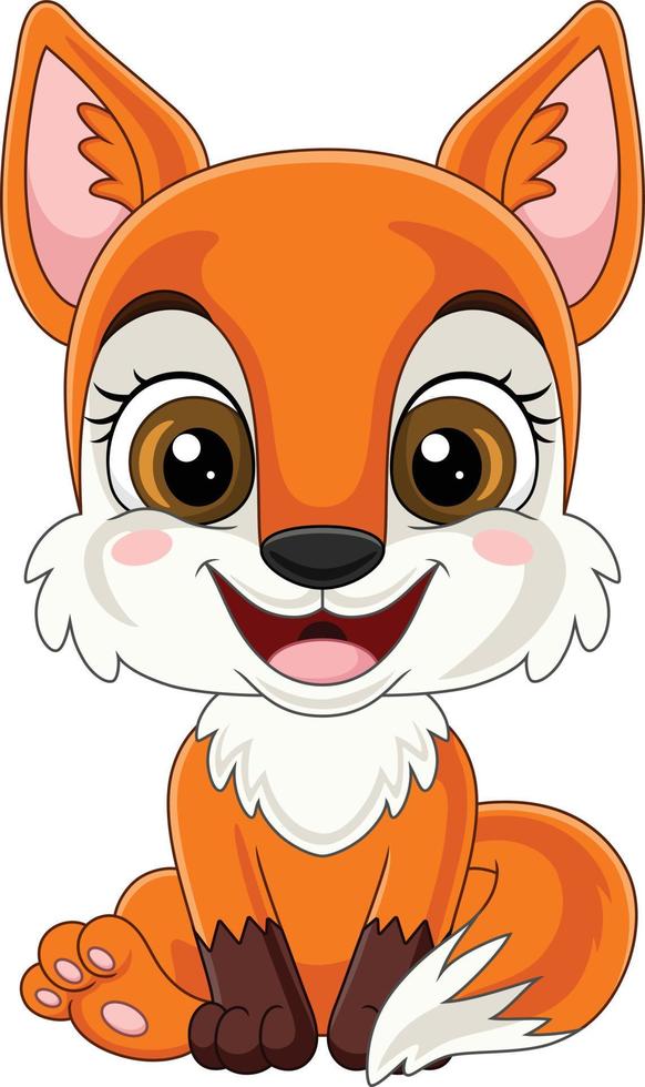 Cartoon cute little fox sitting vector