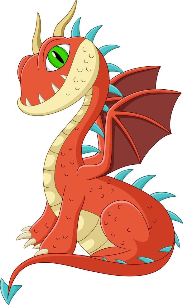 Cartoon dragon on white background vector