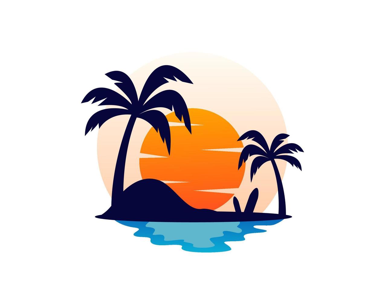 palmera con ilustración de logo de puesta de sol vector