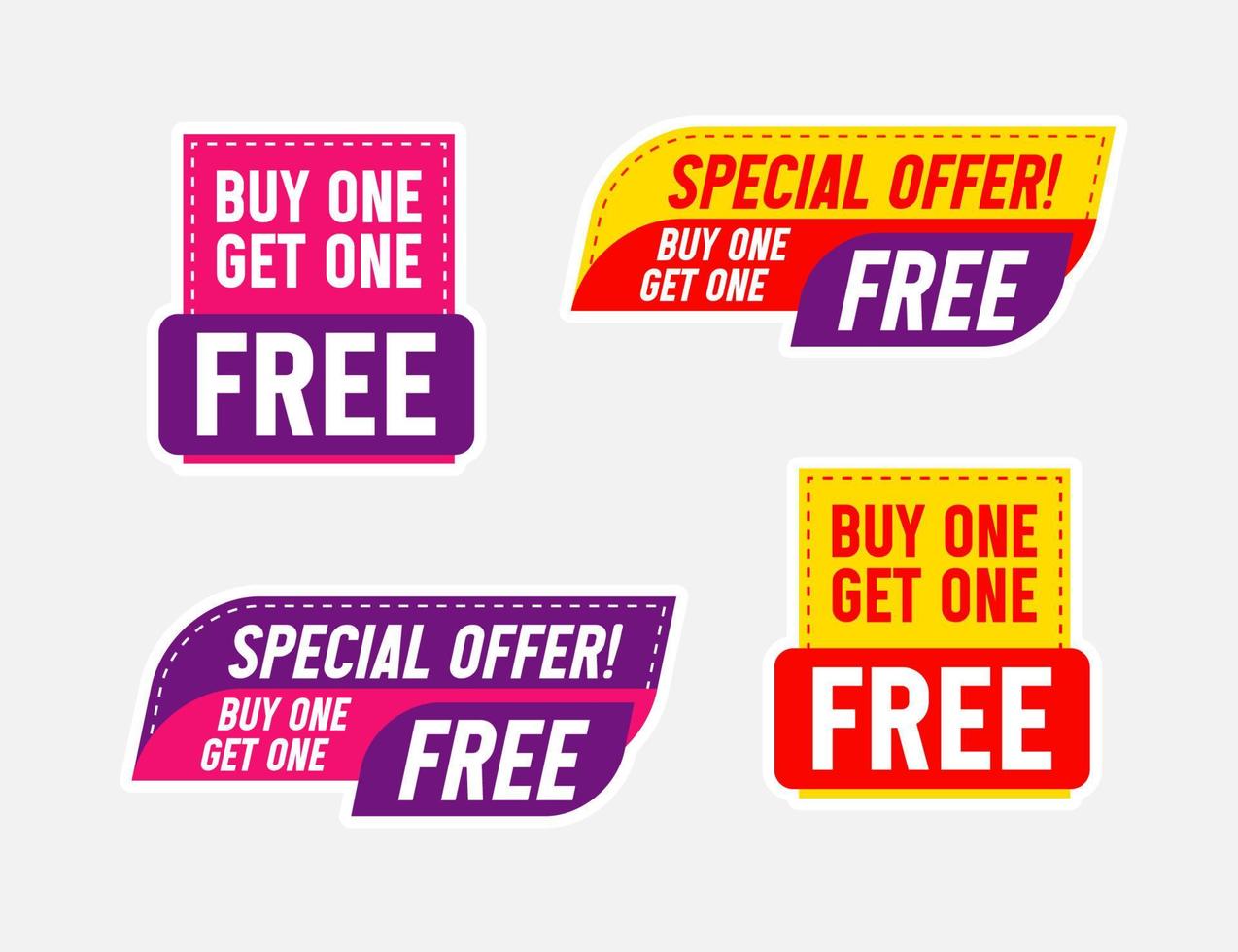 Special offer sale bogo badge template set vector