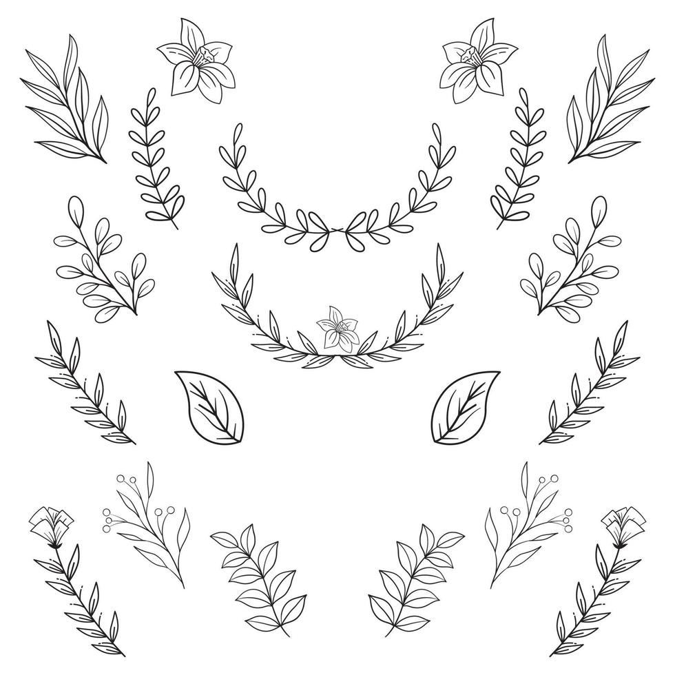 Hand drawn floral decorative elements Vector template