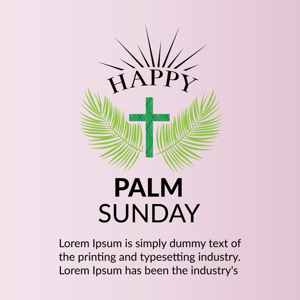 Happy Palm Sunday with palm leaf. Hand drawn vector in mimal style.