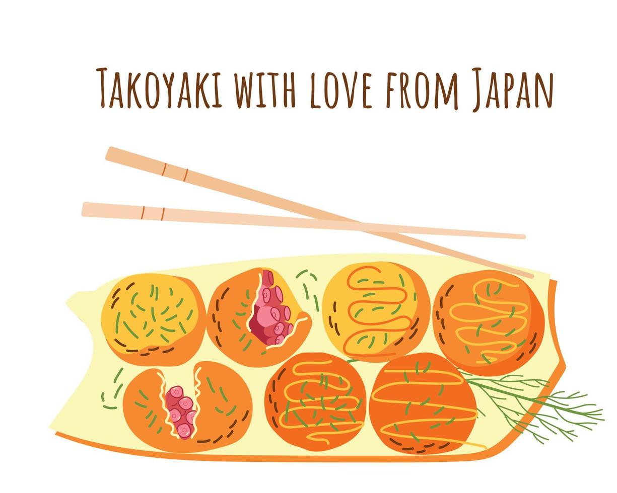 Takoyaki delicious baked octopus balls vector