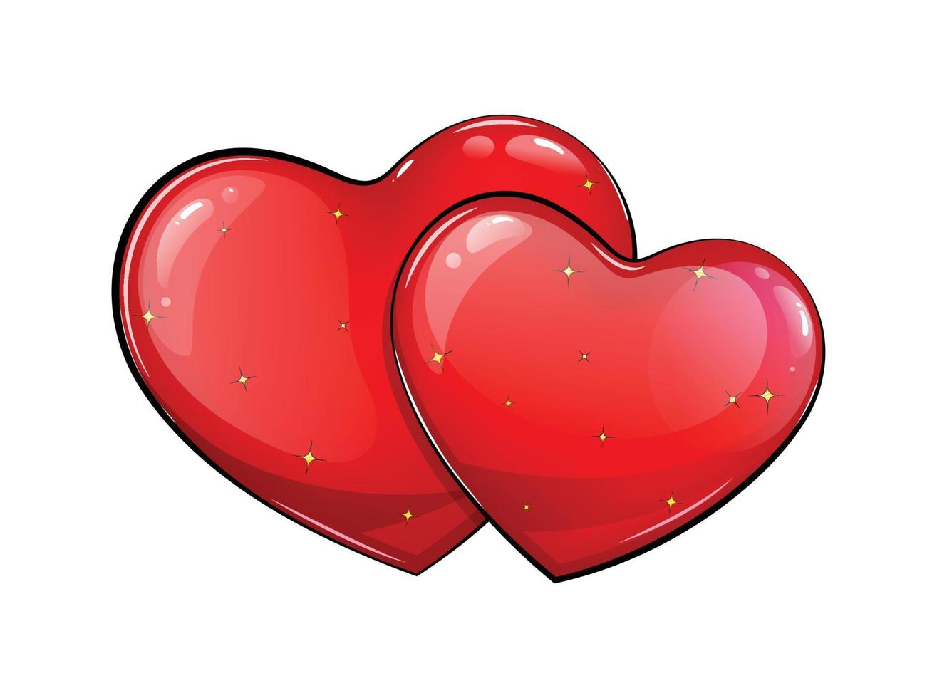 Happy Valentines day. Two red hearts. vector