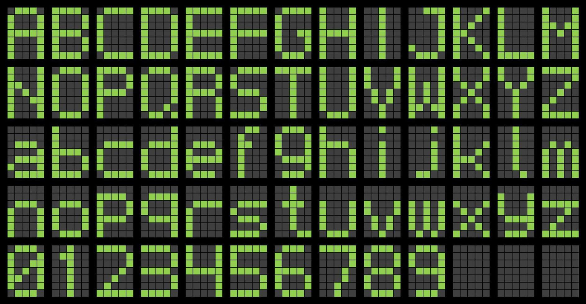led dot matrix display alphabet vector