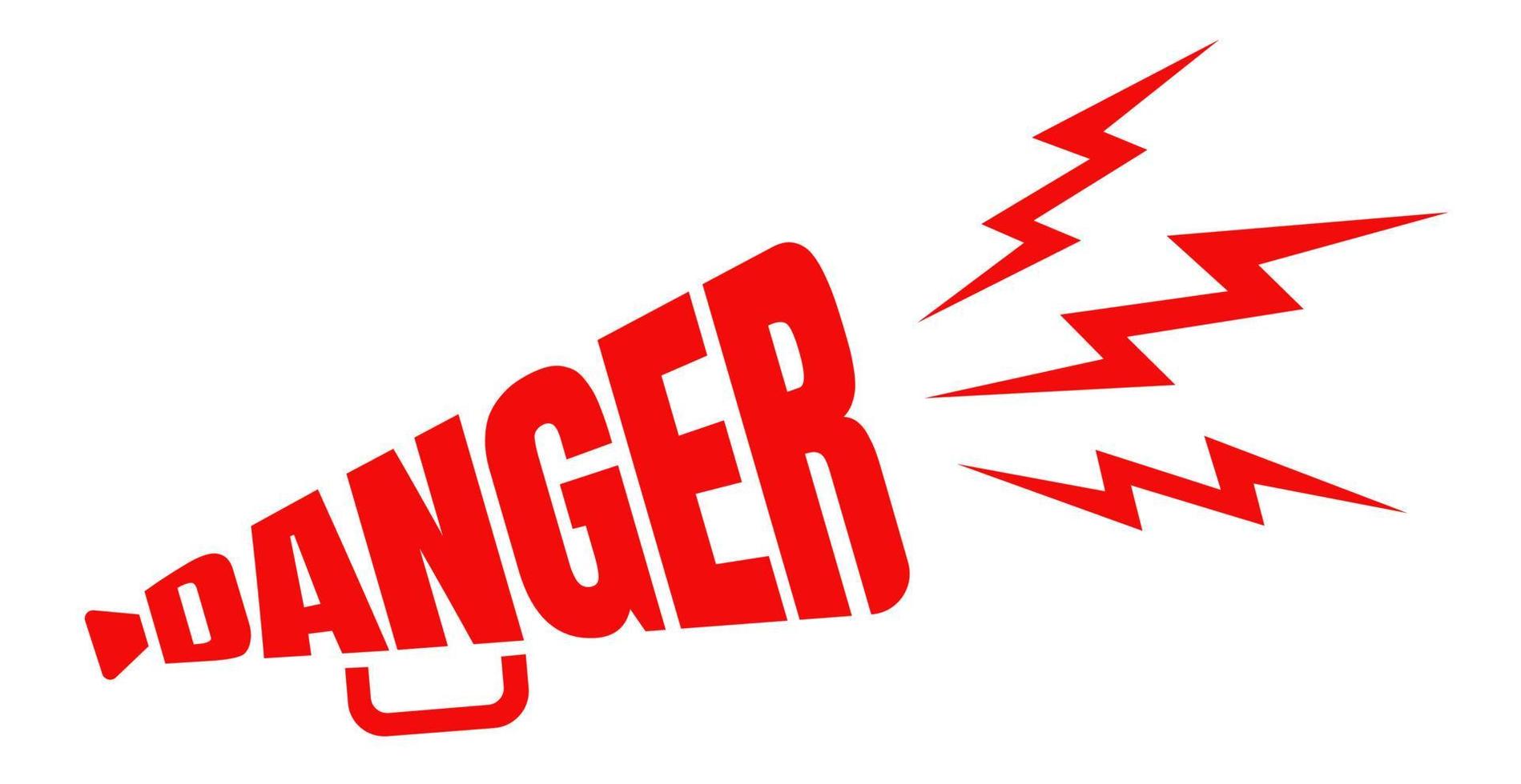 Lettering danger megaphone. vector