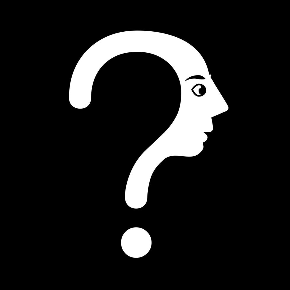 Question mark with face. Face profile silhouette icon vector illustration