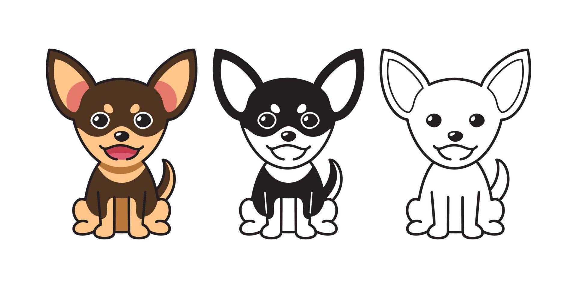 Vector cartoon set of chihuahua dog