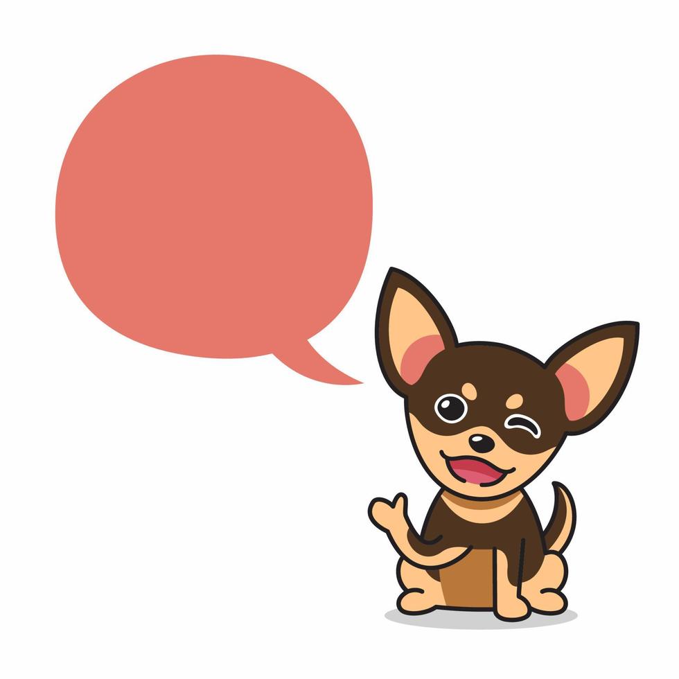 Cartoon character happy chihuahua dog with speech bubble vector