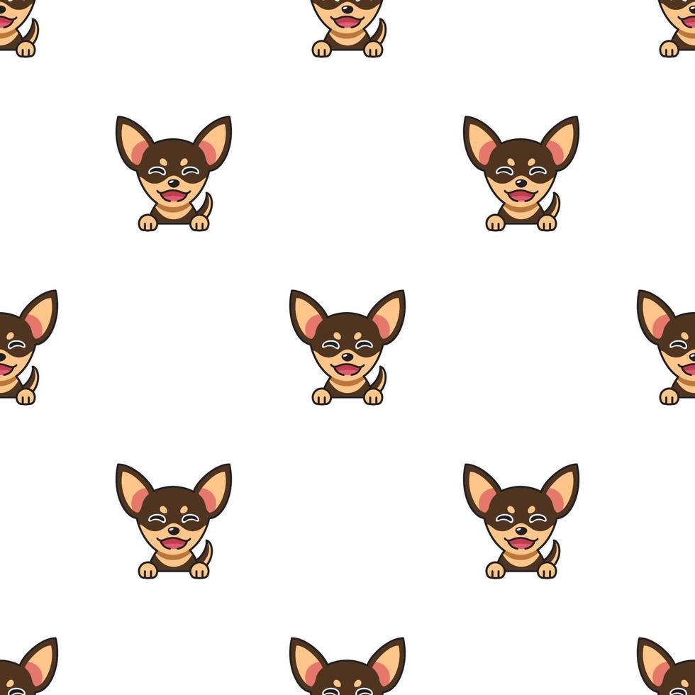 vector, caricatura, carácter, chihuahua, perro, seamless, patrón, plano de fondo vector