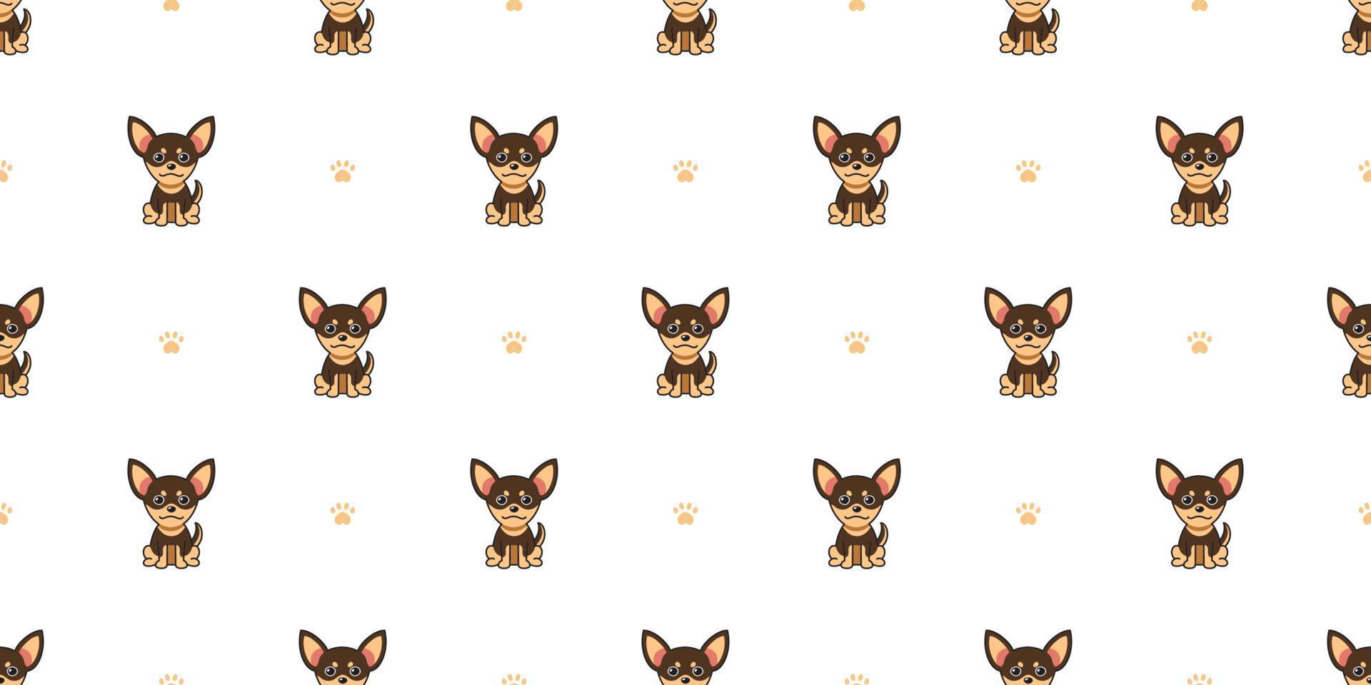 Cartoon character chihuahua dog seamless pattern background vector