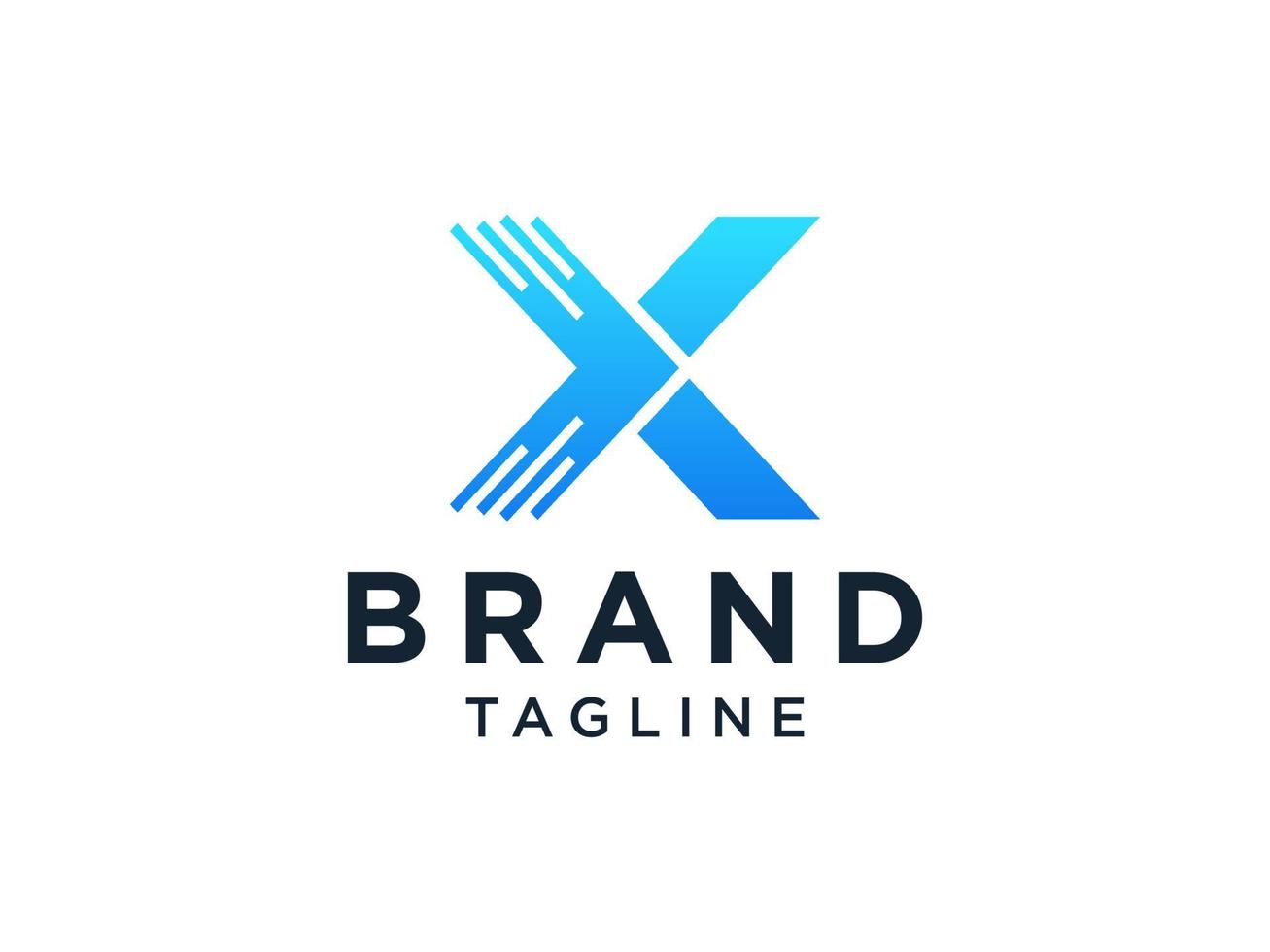 Blue Geometric Line Letter X Logo. Flat Vector Logo Design Template Element.