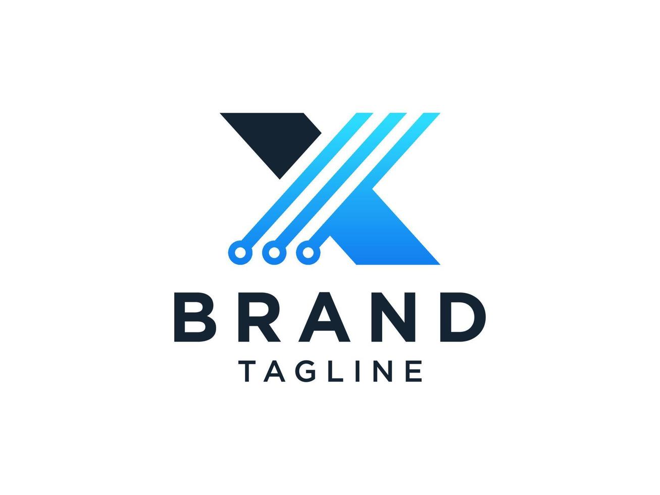 Blue Geometric Line Letter X Logo. Flat Vector Logo Design Template Element.