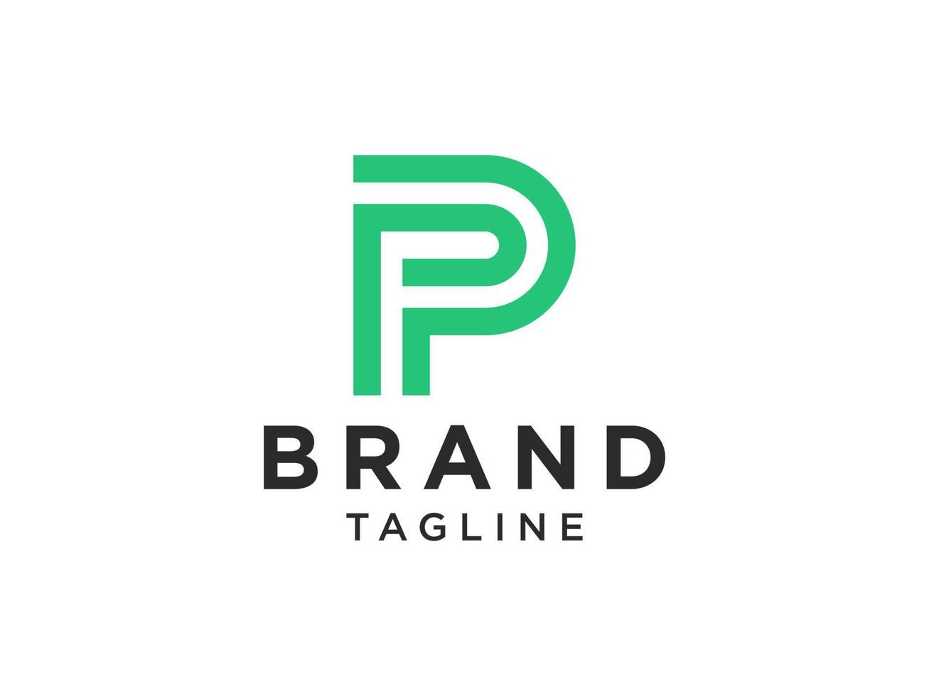 logotipo inicial abstracto de la letra p. estilo infinito de línea redondeada verde aislado sobre fondo blanco. utilizable para logotipos de negocios y tecnología. elemento de plantilla de diseño de logotipo de vector plano