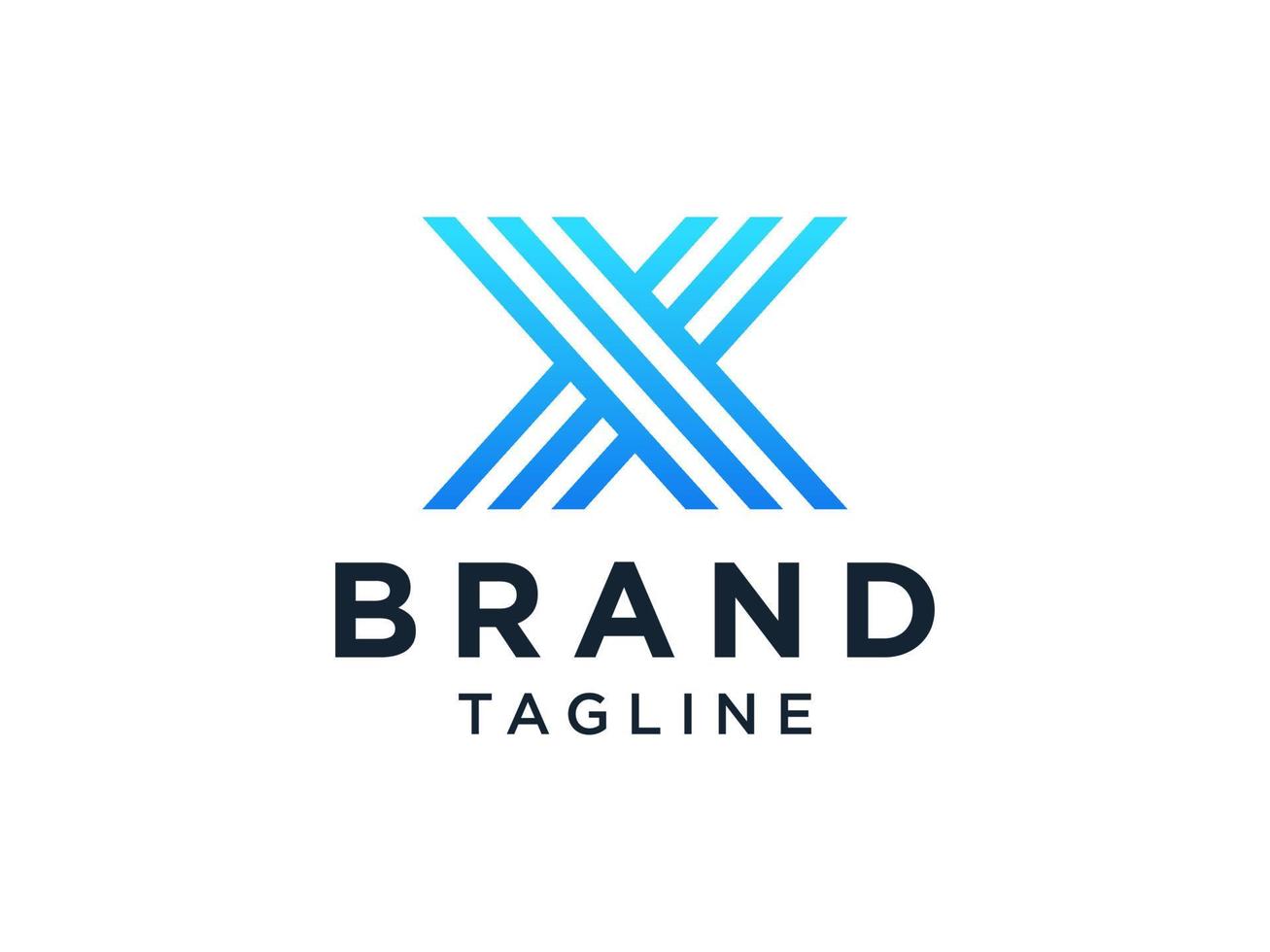 Blue Geometric Line Letter X Logo. Flat Vector Logo Design Template Element.