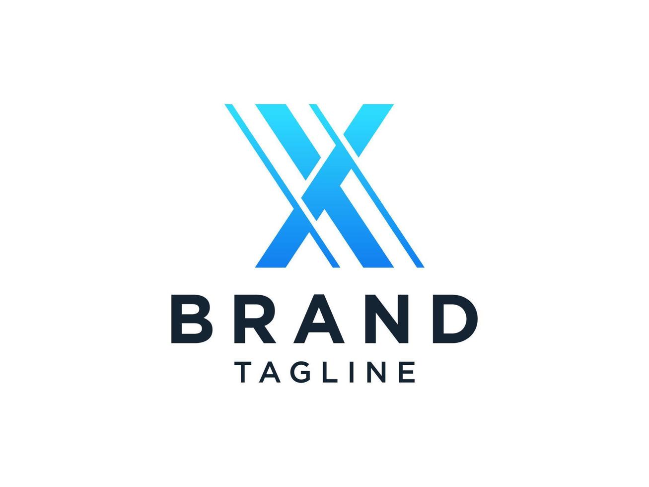 Blue Geometric Line Letter X Logo. Flat Vector Logo Design Template Element.