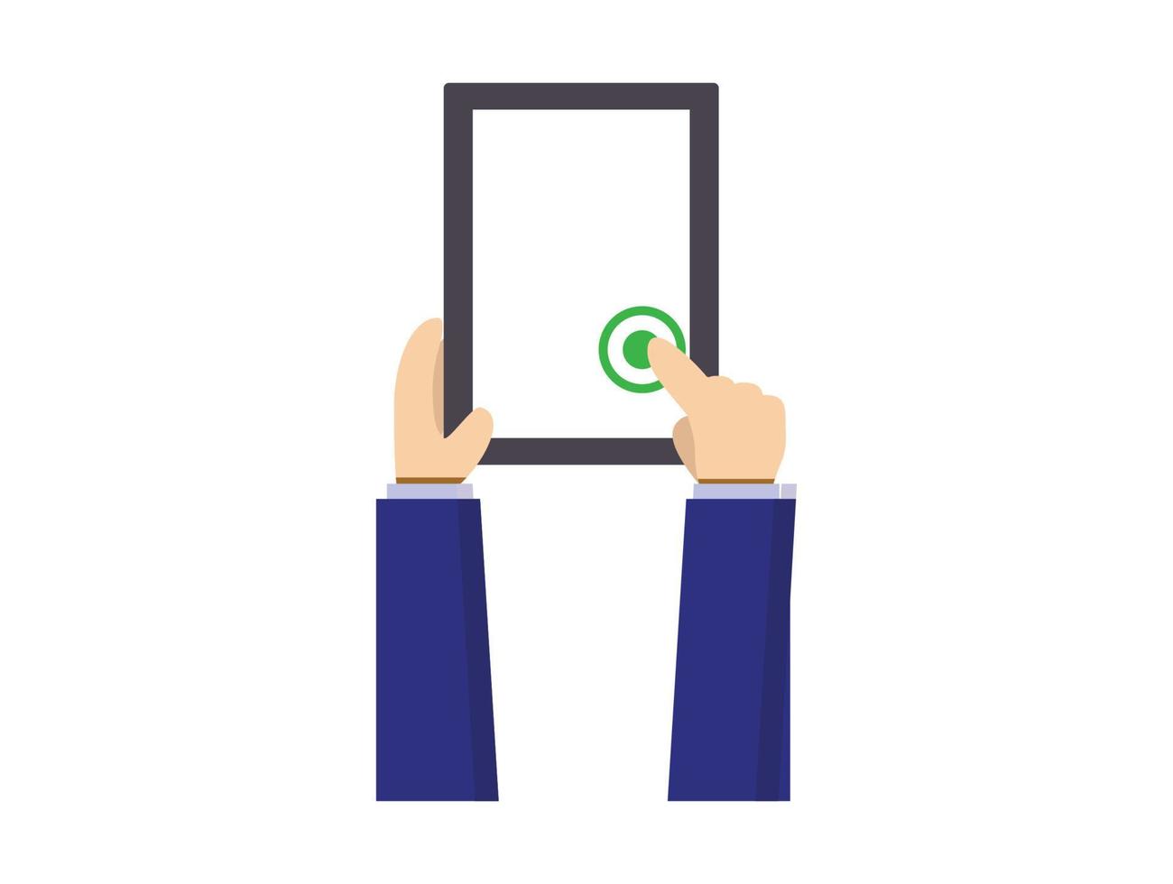 Businessman hold tablet , vector illustration