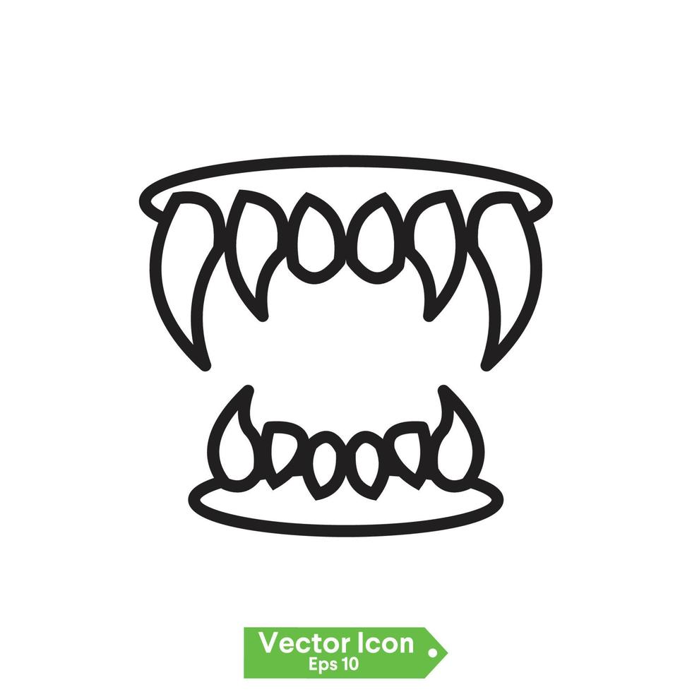 Vampire teeth and lips for Halloween. Vector cartoon set isolated on a white background.