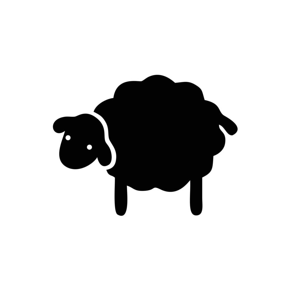 ilustración de vector plano de símbolo de icono negro de oveja para diseño gráfico y web.