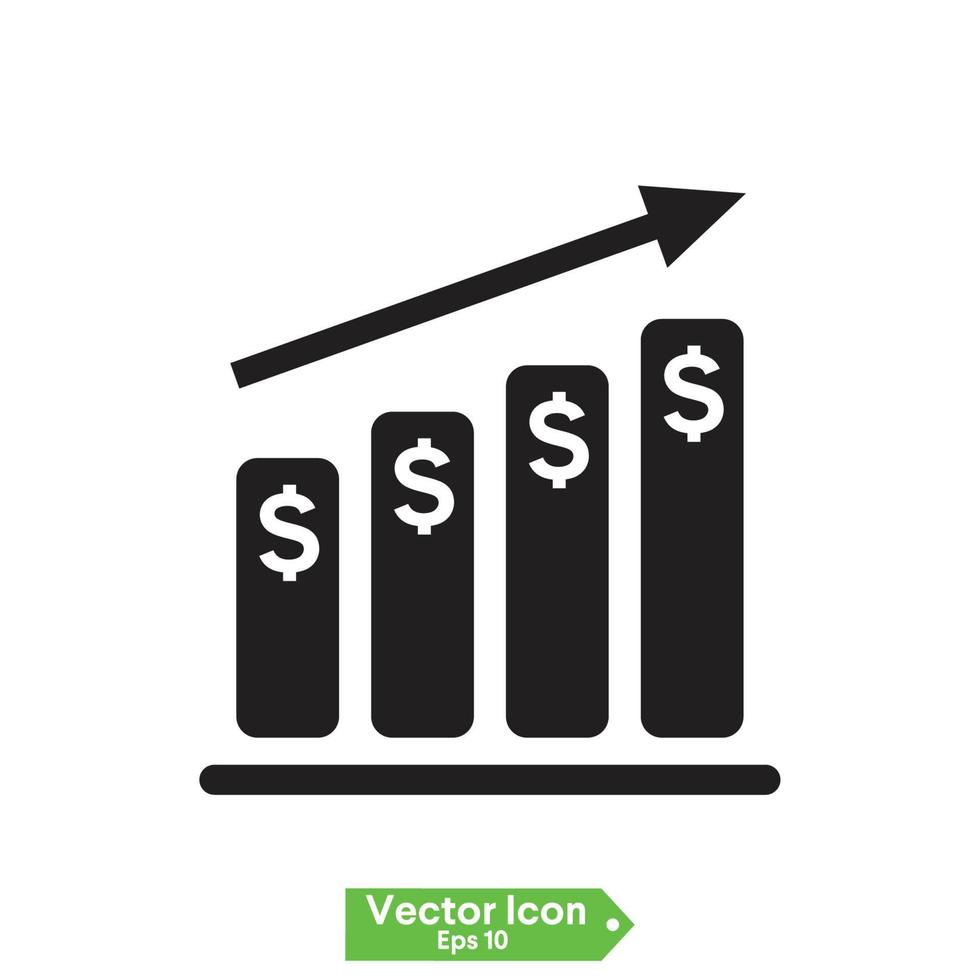 Business Growth Start Up Investment Graph. Flat Vector Icon Set.