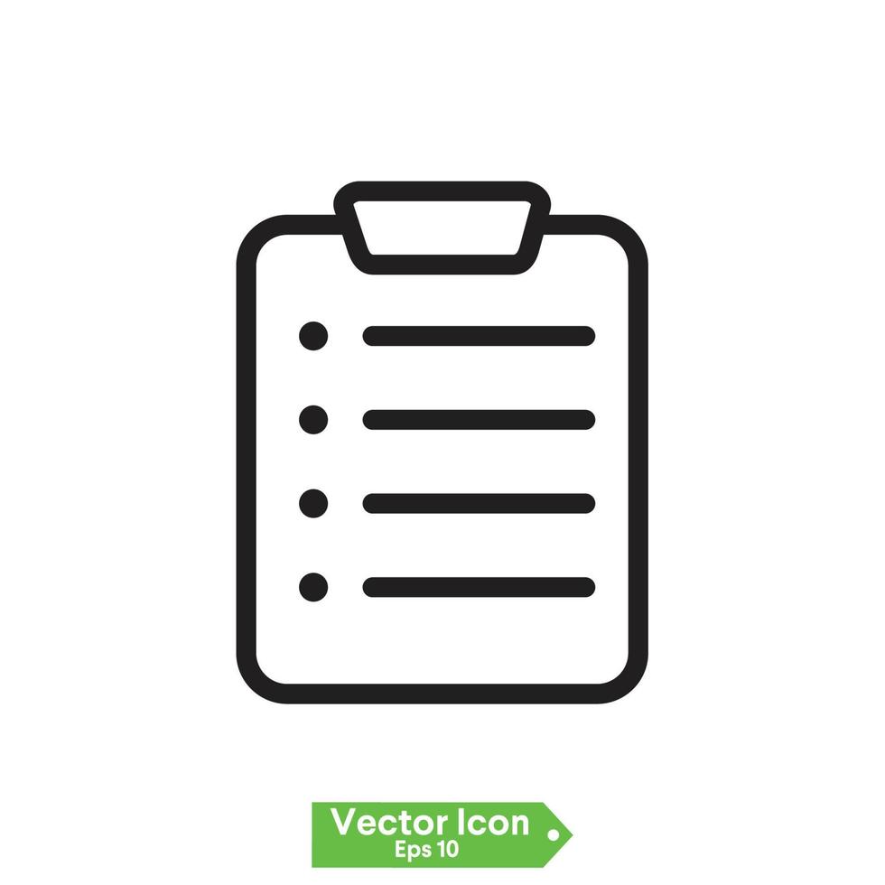 icono de la línea del portapapeles. símbolo de signo de lista de verificación para el diseño de sitios web y aplicaciones. vector