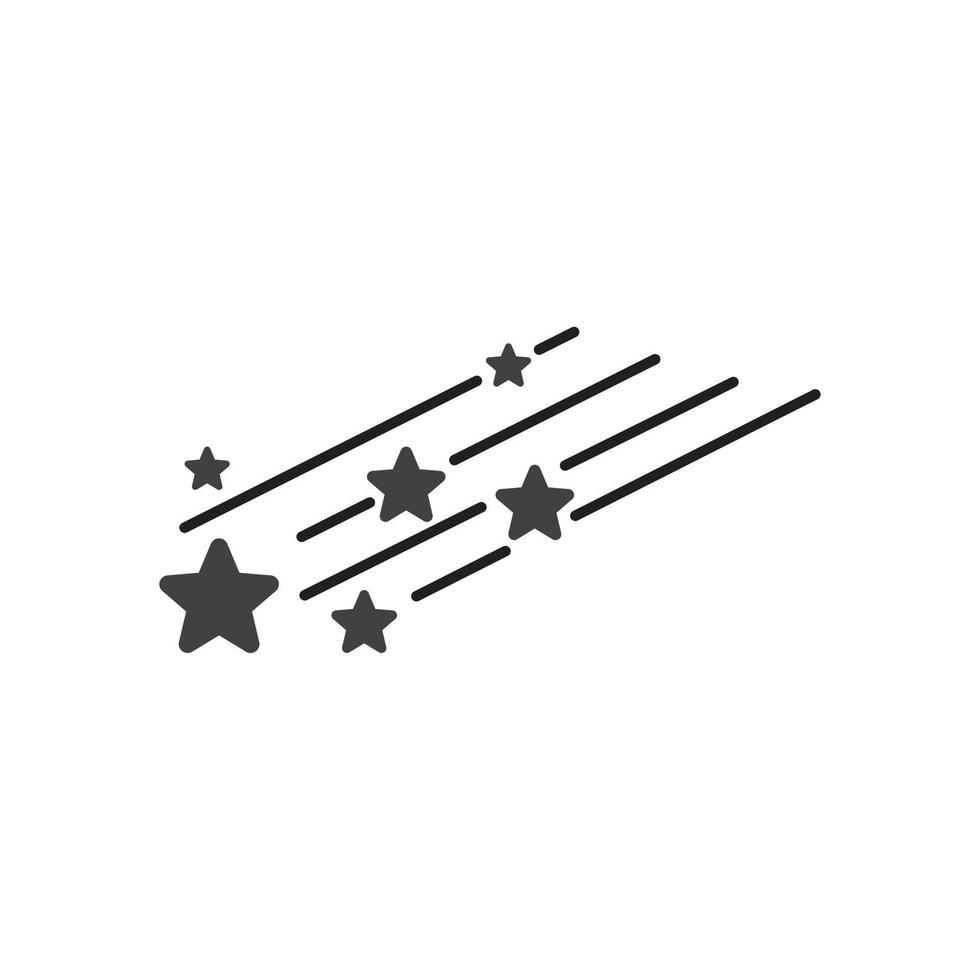 Ilustración de vector plano de símbolo de icono de estrella fugaz para diseño gráfico y web.