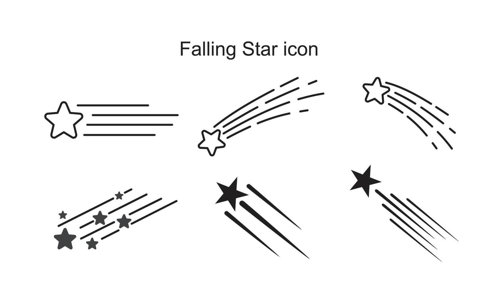 Ilustración de vector plano de símbolo de icono de estrella fugaz para diseño gráfico y web.