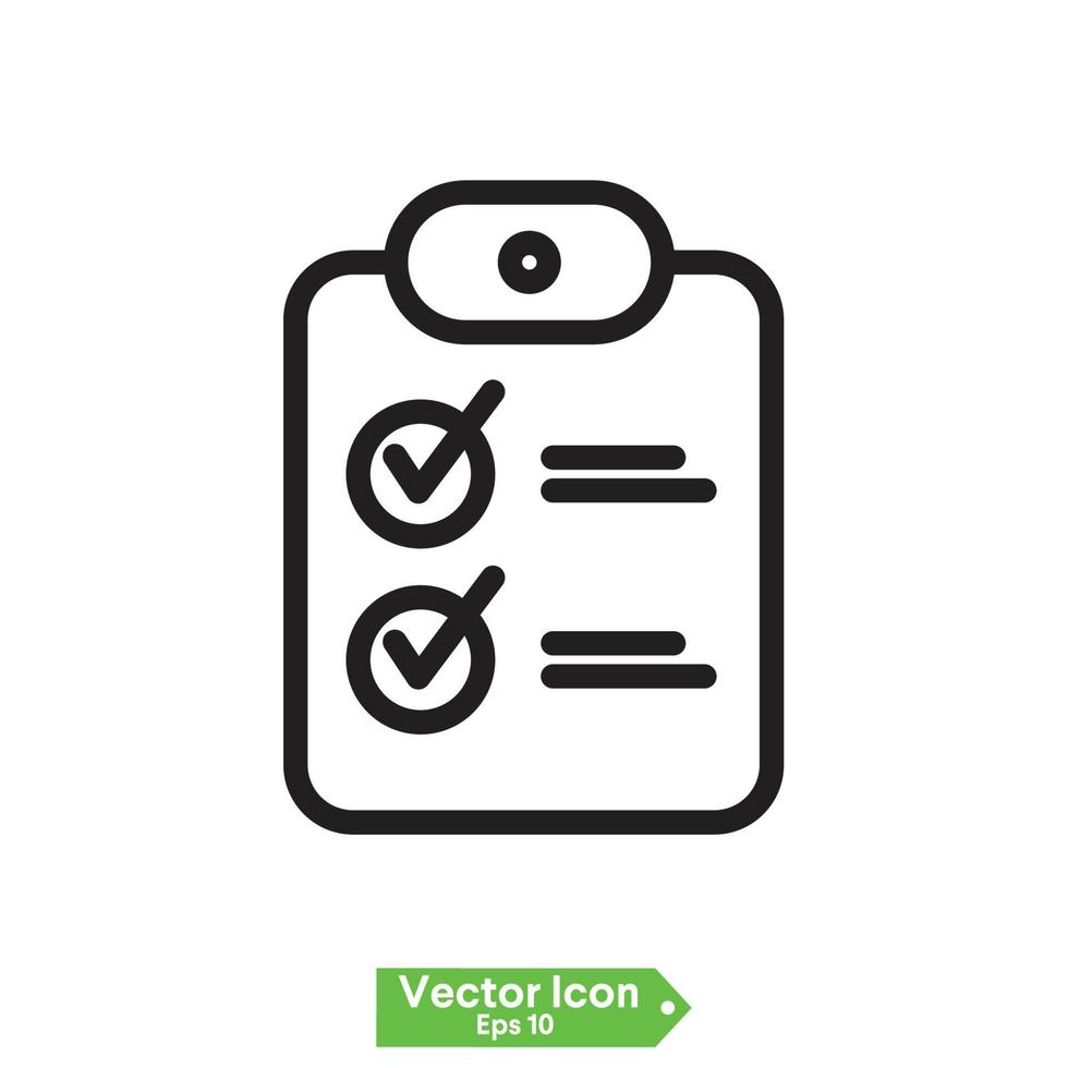 icono de la línea del portapapeles. símbolo de signo de lista de verificación para el diseño de sitios web y aplicaciones. vector