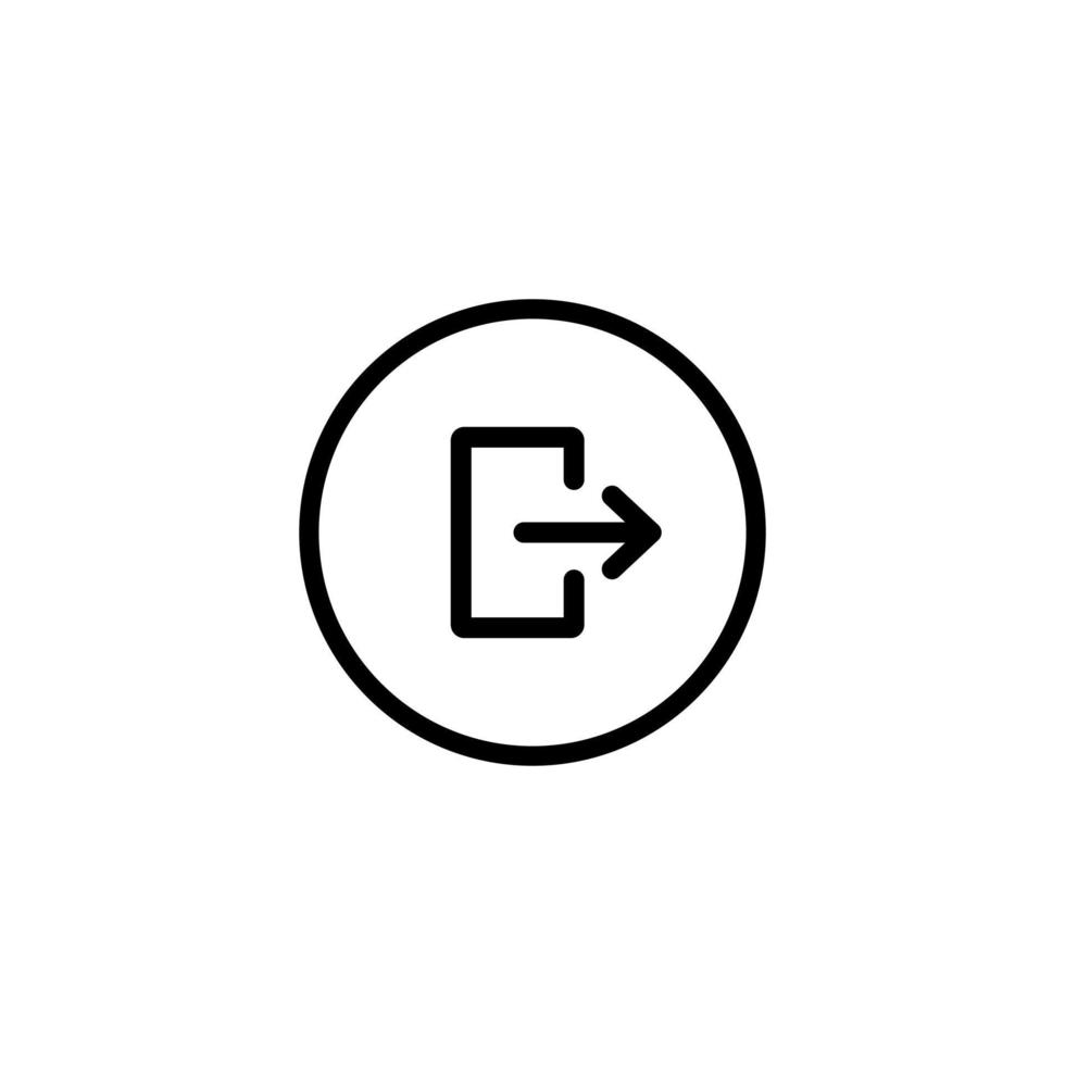 Sign Out, Logout Icon Vector in Circle Line