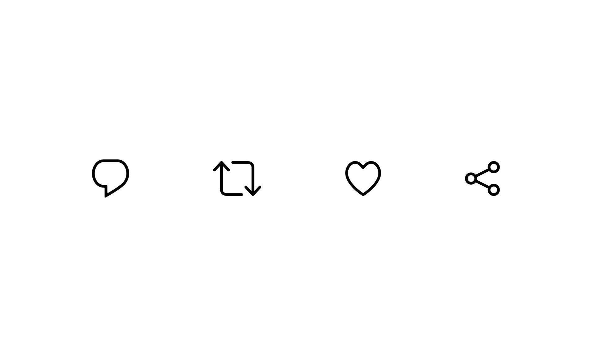 Reply, Retweet, Like, and Share. Icon Set of Social Media Elements