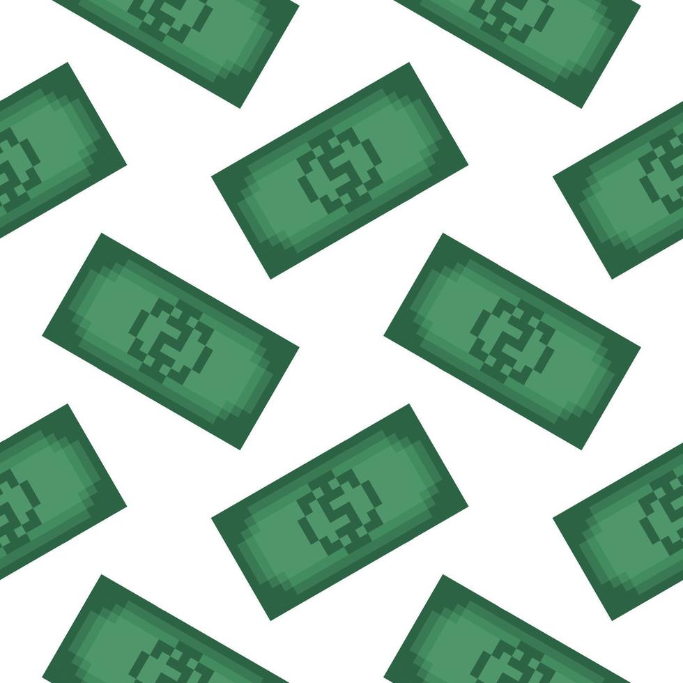 dollar bill seamless pattern in pixel style vector