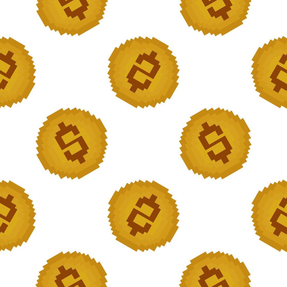 coin seamless pattern with dollar symbol in pixel style vector