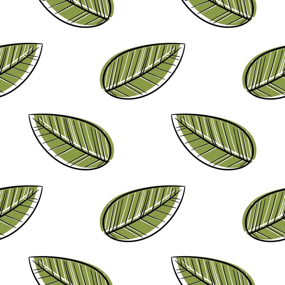 hand drawn seamless pattern of leaves vector