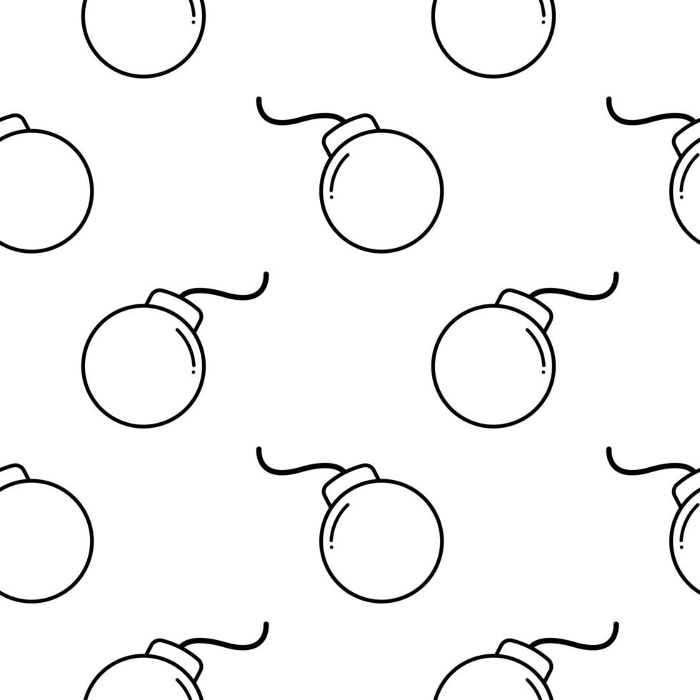 bomb outline seamless pattern vector