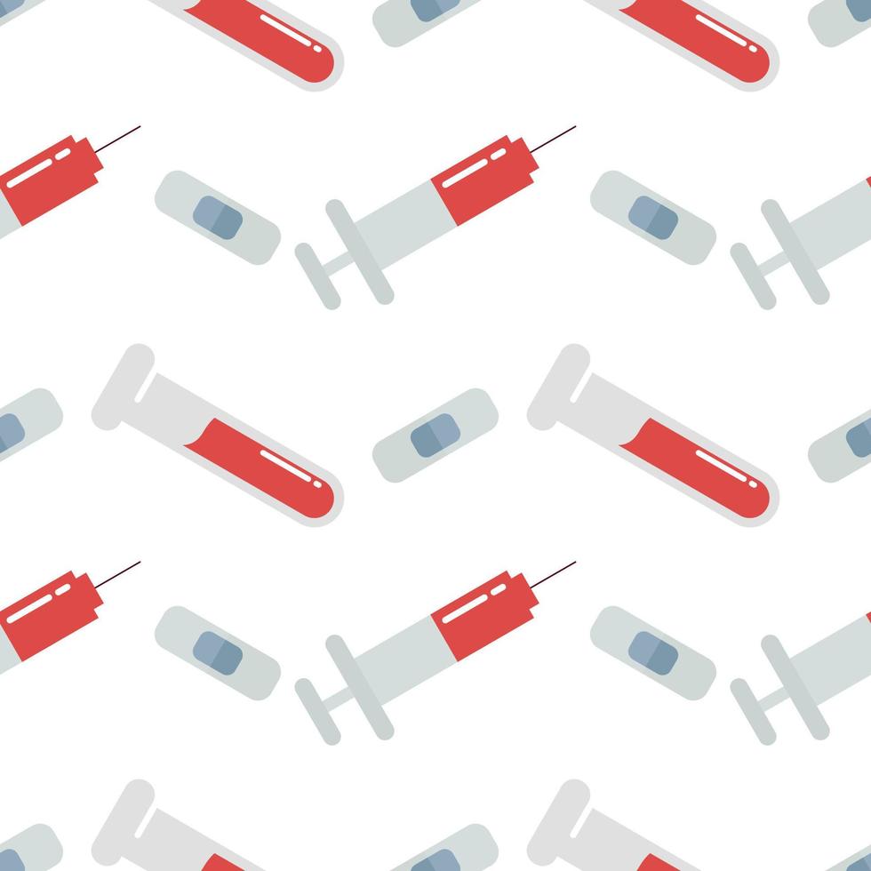 injection and vaccine seamless pattern on vaccination theme vector