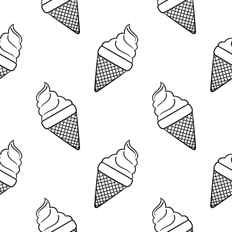 ice cream hand drawn seamless pattern vector