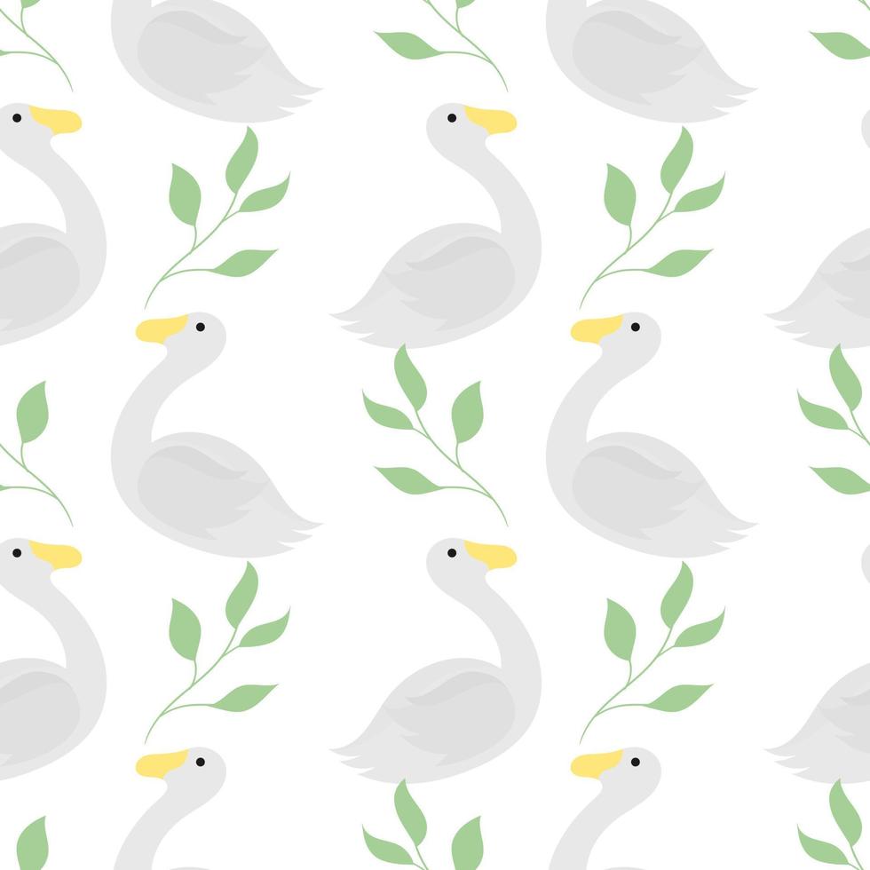 duck and leaf seamless pattern vector