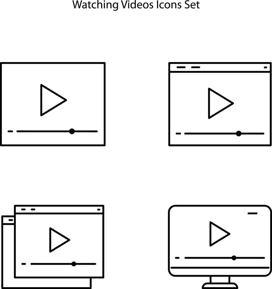 viendo un conjunto de iconos de video aislado sobre fondo blanco. icono de video moderno y moderno, símbolo de logotipo, web, aplicación, ui. vector