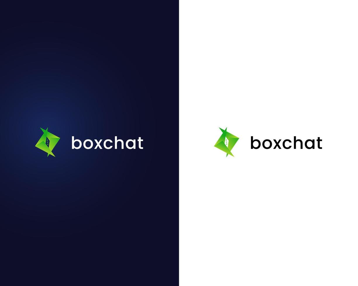 box chat logo design template vector