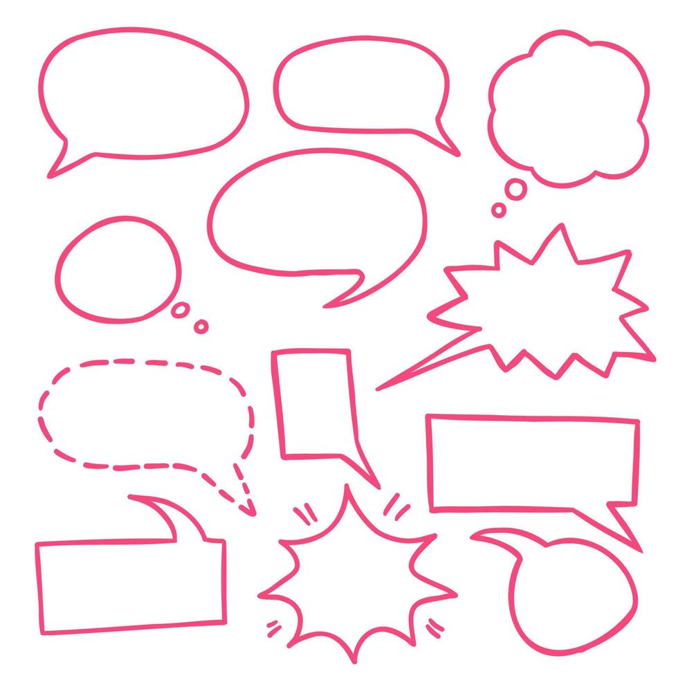 hand drawn comic book speech bubble speak calling callout set collection vector