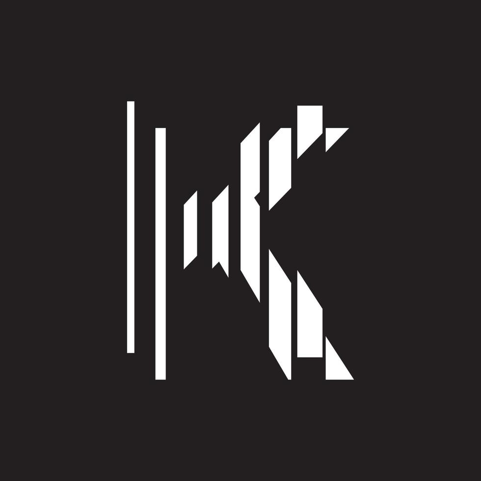 K abstract logo with slice effect design illustration vector