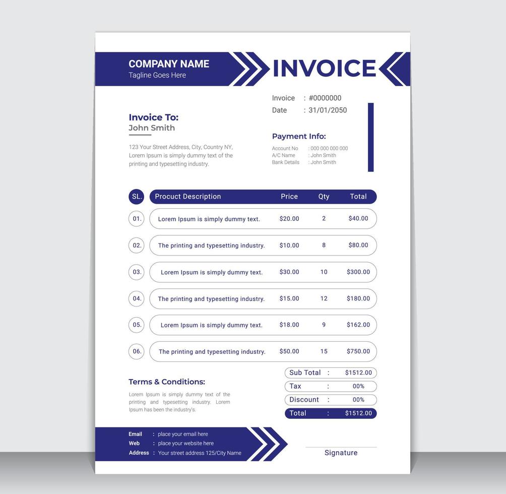 Creative Modern Business Invoice Design Template vector