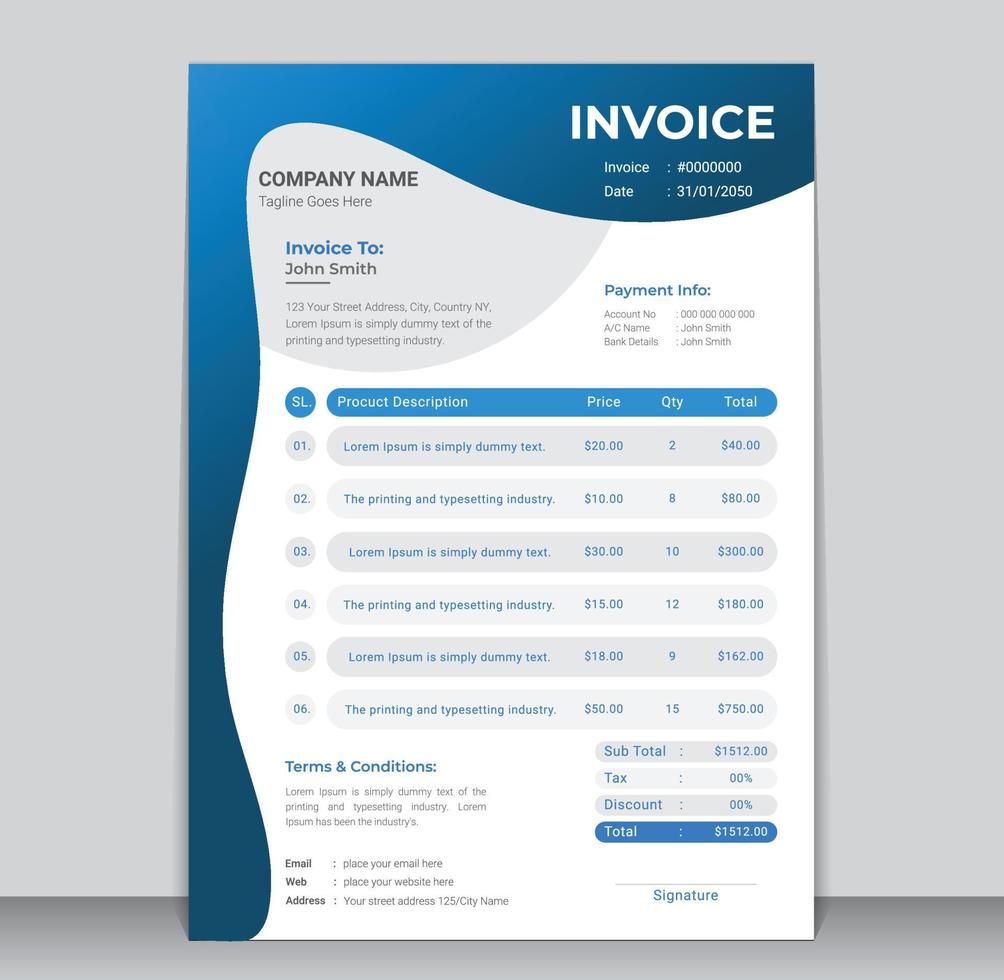 Creative Business Invoice Design Template vector
