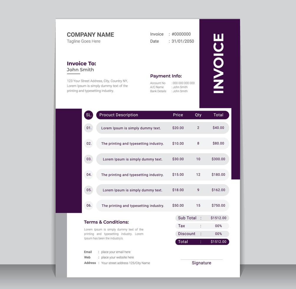 Creative Business Invoice Design Template vector