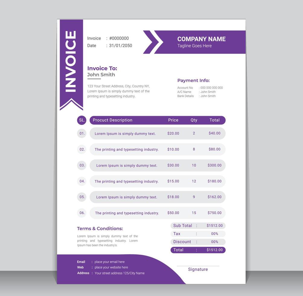 Creative Business Invoice Design Template vector